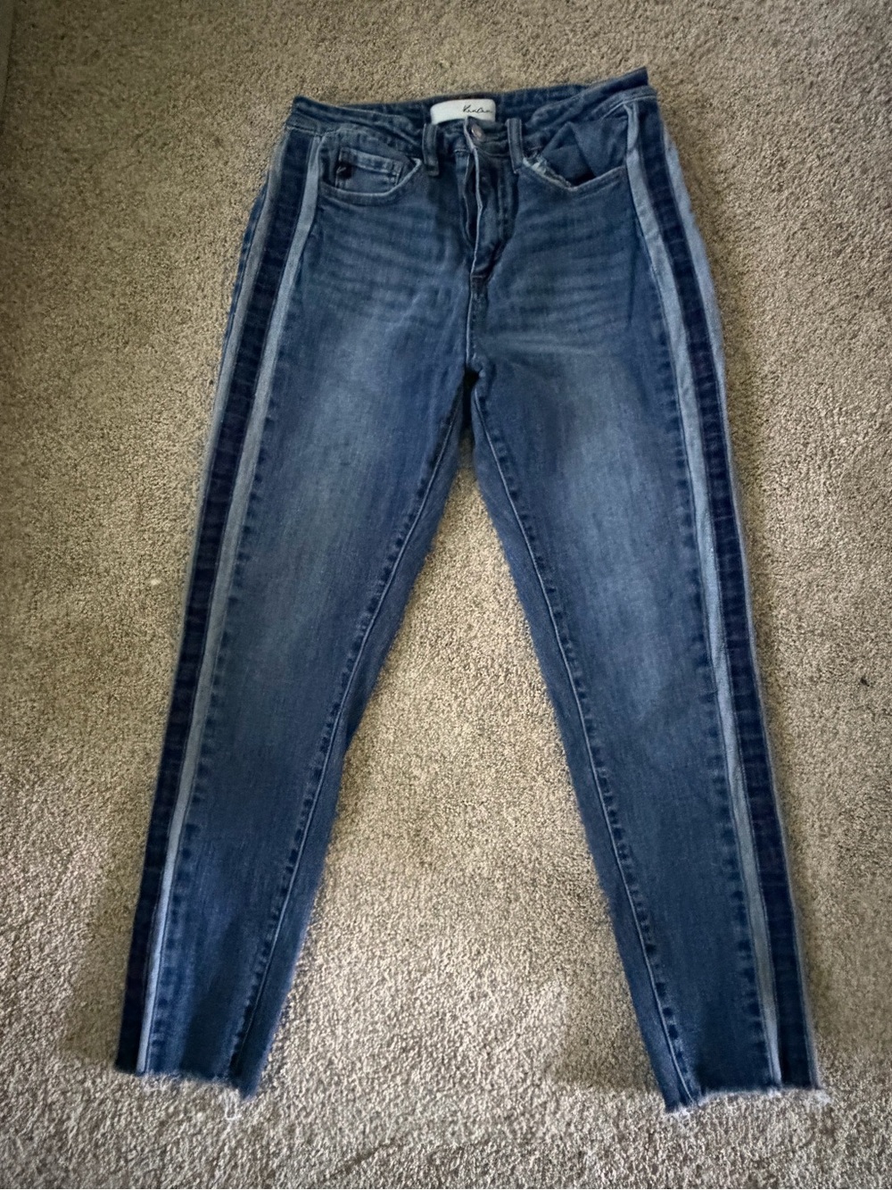 KanCan Dark Blue Skinny Jeans with Side Stripes